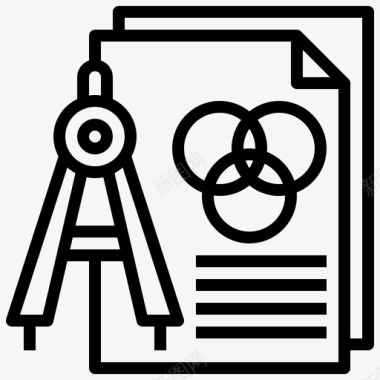 办公文具背景指南针绘图绘图罗盘图标图标