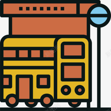 公交地铁标识公交车站旅游交通线路颜色图标图标
