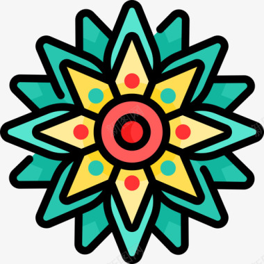 美洲土著波西米亚风格5线形颜色图标图标