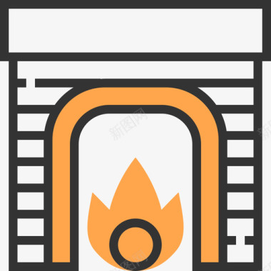 商用壁炉壁炉加热器和壁炉黄色阴影图标图标
