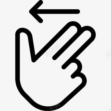 向左旋转向左滑动触摸手势6线性图标图标