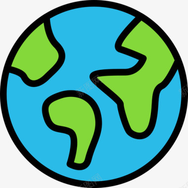 地球免扣元素地球生态学68线性颜色图标图标
