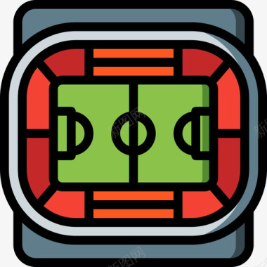 足球场体育场馆线性颜色图标图标