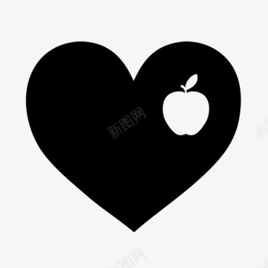 爱苹果水果心图标图标