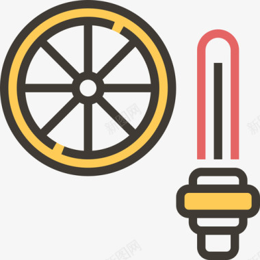 车轮自行车元素黄色阴影图标图标