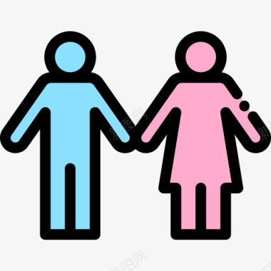 PNG夫妻夫妻家庭生活线性色彩图标图标