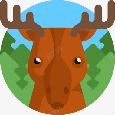 麋鹿野生动物14平坦图标图标