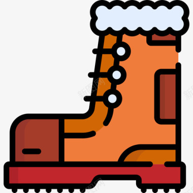 冬季标志靴子冬季23线性颜色图标图标