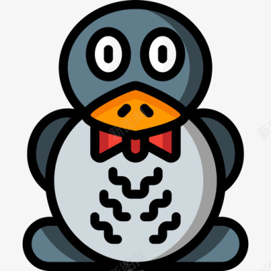 鸭子玩具企鹅玩具12线性颜色图标图标
