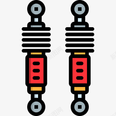 颜色颜料减震器汽车服务3线性颜色图标图标