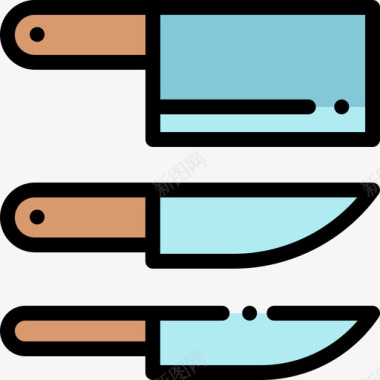 刀具家用器具4线颜色图标图标