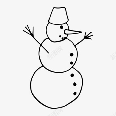 小清新冬天雪人雪人圣诞节新年图标图标
