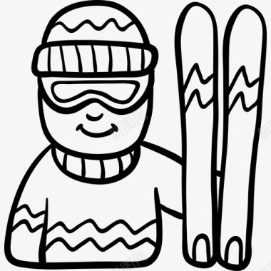 滑雪板冬季8黑色图标图标
