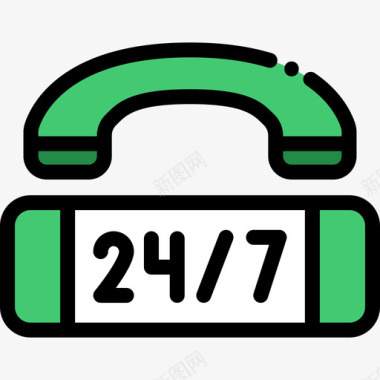 电话24小时线状彩色图标图标