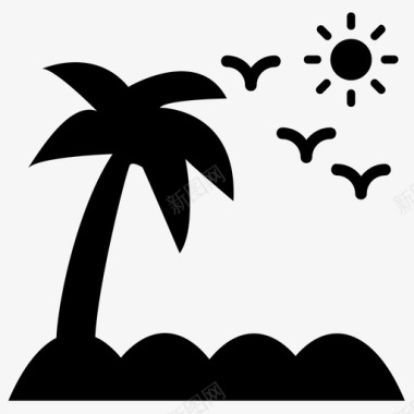 热带岛棕榈树异国岛图标图标