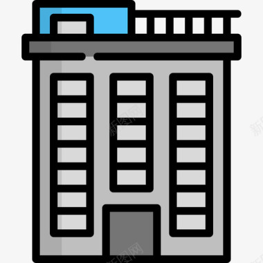 新年房屋顶楼房屋类型线性颜色图标图标