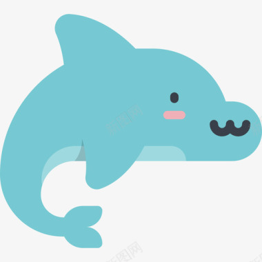 海豚卡瓦伊夏季人物扁平图标图标