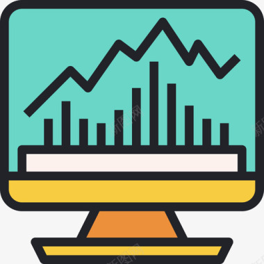 喷溅色彩背景分析金融投资线性色彩图标图标