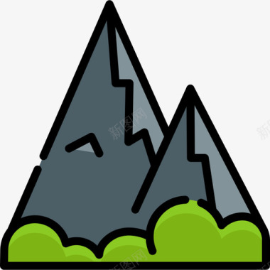 旅游标志山旅游地表情符号3线颜色图标图标