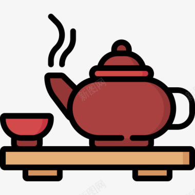 茶道瓷器11线颜色图标图标
