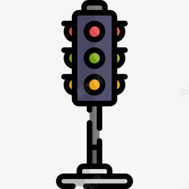 交通灯城市元素20线性颜色图标图标