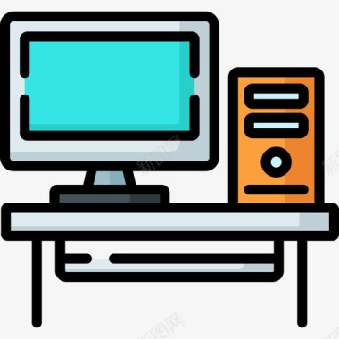 线性计算机计算机组件2线性颜色图标图标