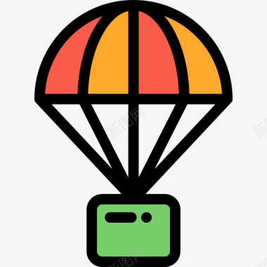 降落伞航空8线型颜色图标图标