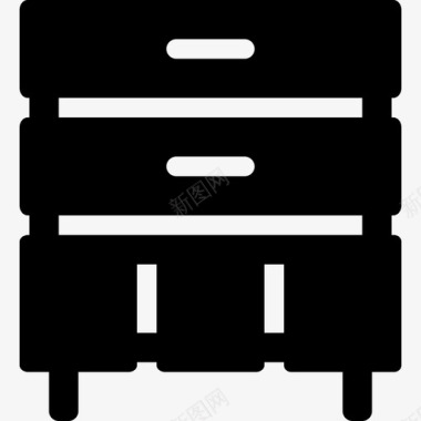 抽屉柜家用电器和家具3个装满图标图标