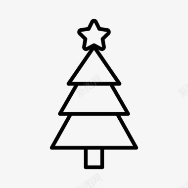 简洁装饰标识圣诞树节日新年图标图标
