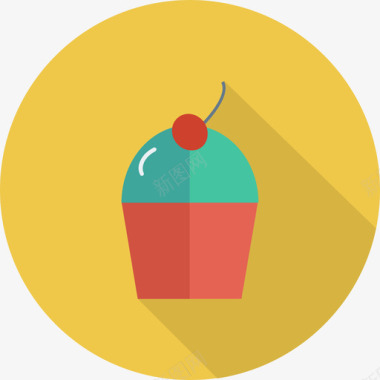 纸杯蛋糕食品和饮料22圆形图标图标