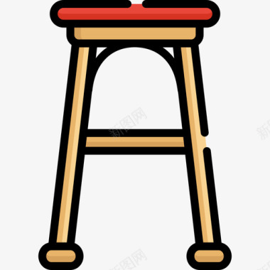 凳子复古装饰4线性颜色图标图标