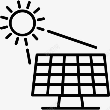 绿色电池太阳能电池板绿色能源线性图标图标