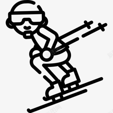 冬季图标滑雪冬季运动12直线图标图标