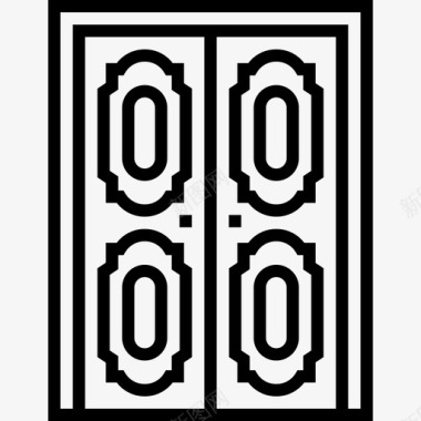 门复古装饰7线性图标图标