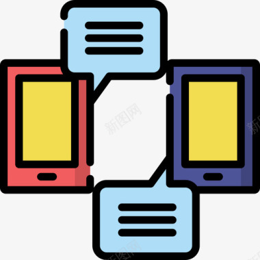 智能手机创业新业务5线性颜色图标图标