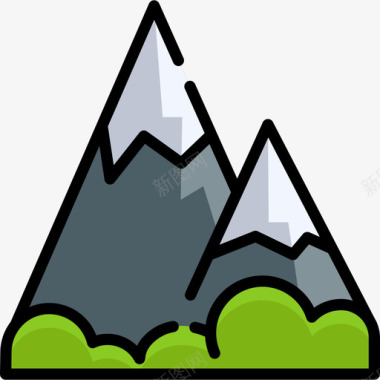 旅游山旅游地表情符号3线颜色图标图标
