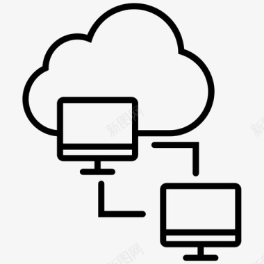 云数据海报云网络云集线器云服务器图标图标