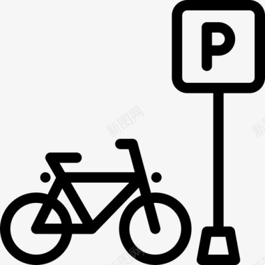 直线式自行车停车场图标图标