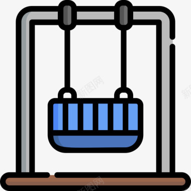 细腻颜色秋千游乐场11线性颜色图标图标