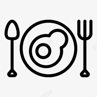 餐叉餐盘煎蛋图标图标