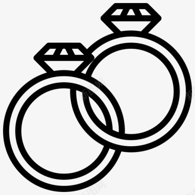 结婚戒指钻石时尚图标图标