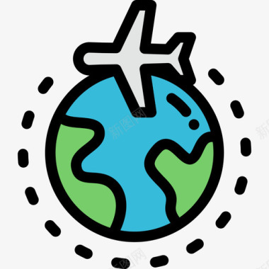 全世界航空8线性颜色图标图标