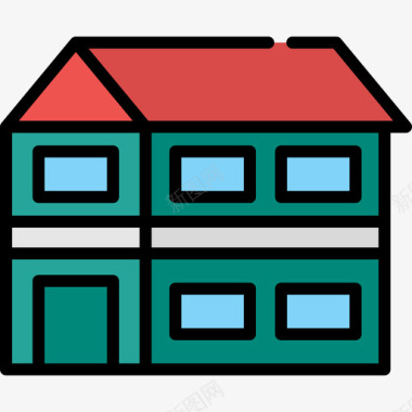 老房子房屋类型线性颜色图标图标