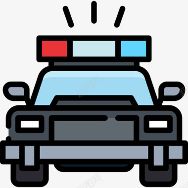 警车旅游景点表情符号3线条颜色图标图标