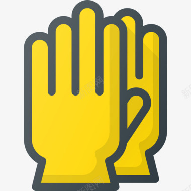 手套手套清洁清洁线性颜色图标图标