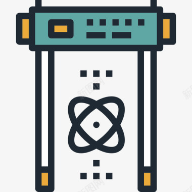 金属水银金属探测器航空运输2线性颜色图标图标
