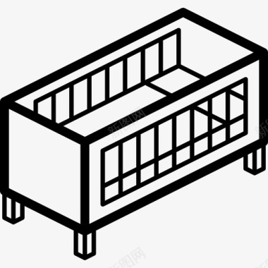 木头婴儿床婴儿床家具40线性图标图标