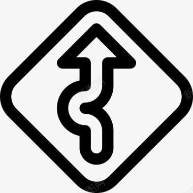 白色禁止线性曲线信号和禁止图标图标