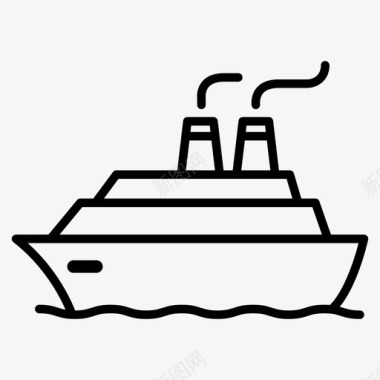 卡通船邮轮船旅游图标图标