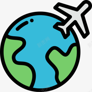 世界航空8线性颜色图标图标
